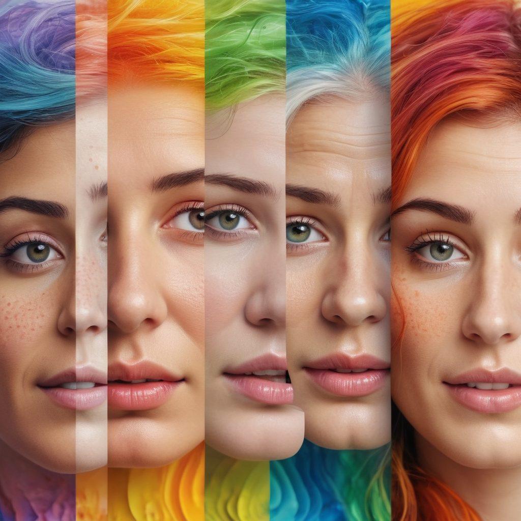 A close-up of diverse faces expressing various emotions, showcasing the spectrum of feelings, with colorful wave patterns overlaying each face to signify emotional intelligence. An abstract representation of brain waves merging into the facial expressions, symbolizing understanding and connection. Background features soft, soothing colors to create a calming atmosphere. super-realistic. vibrant colors. white background.